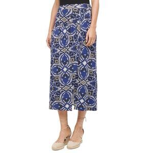 Maeve Anthropologie Cyprus XL Wrap Skirt Blue Motif Boho African Graphic Fits 1X